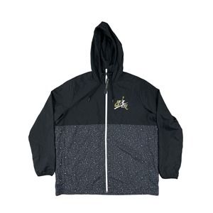 NWT Jordan Classic Windbreaker Hooded Jacket Men Zip Up‎ Black Sz L